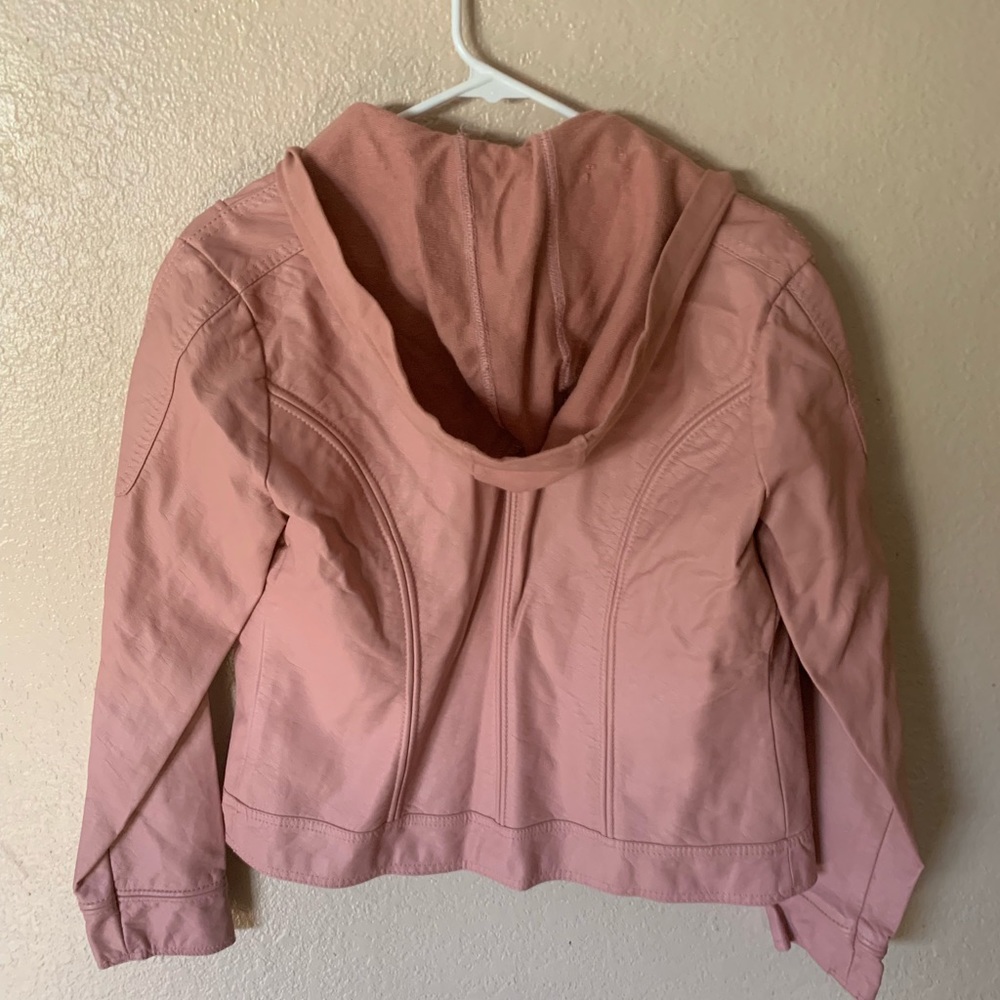 Baby Pink Zip-Up Leather Jacket